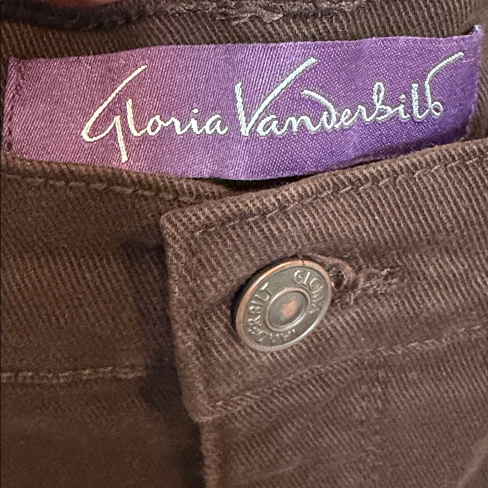 Gloria Vanderbilt Women's  Amanda High Rise Dark Brown Jeans five pockets button - Picture 2 of 5